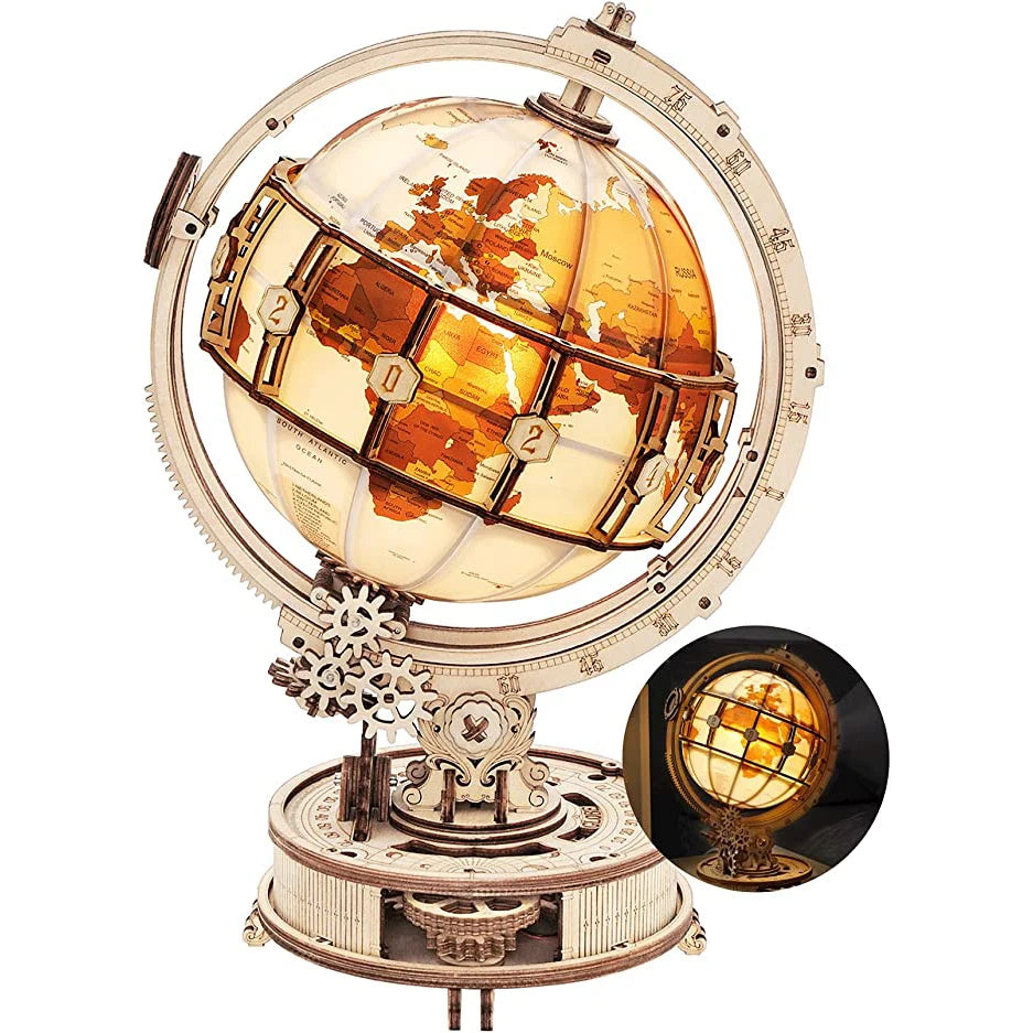 Luminous Wooden Globe Light Night