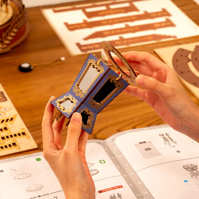 Wooden Puzzle Carousel Music Box