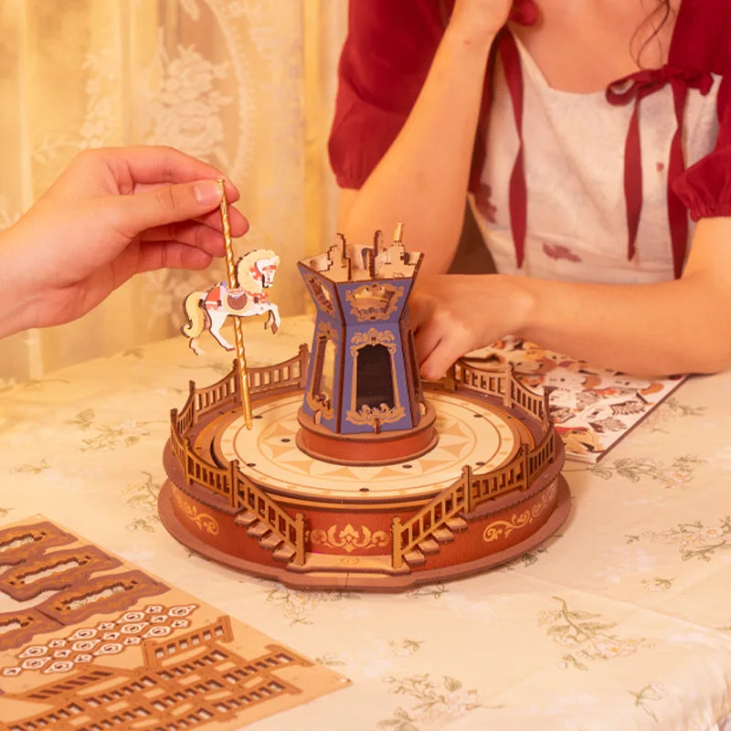 Wooden Puzzle Carousel Music Box