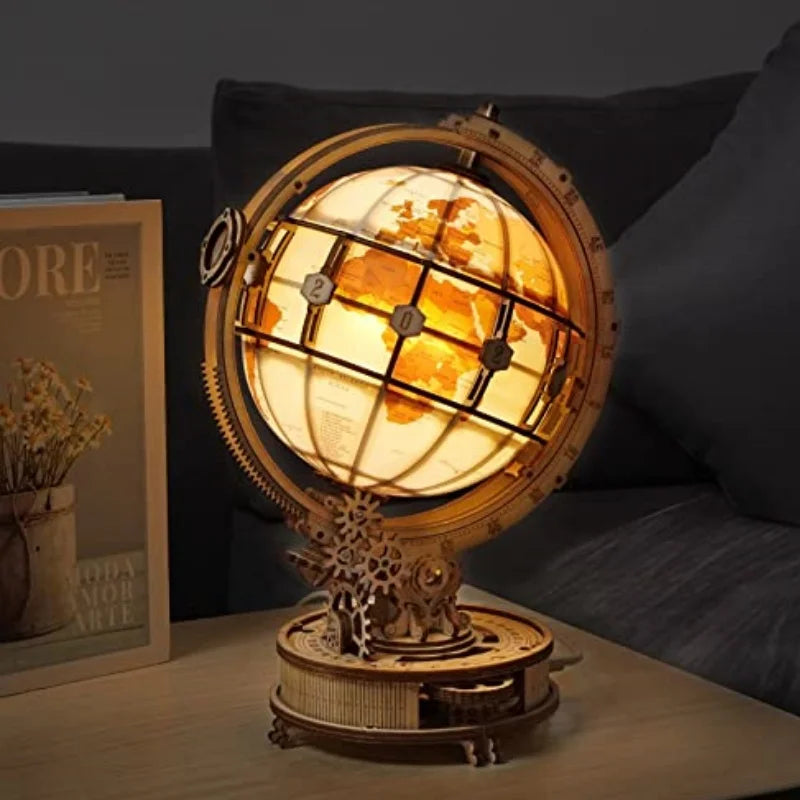 Luminous Wooden Globe Light Night