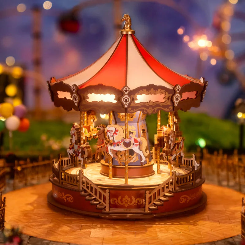 Wooden Puzzle Carousel Music Box