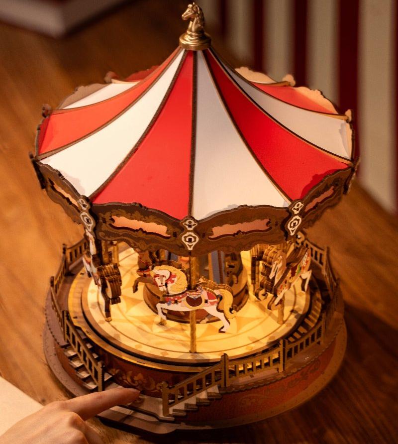 Wooden Puzzle Carousel Music Box